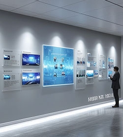 科技感超强的现代办公室文化墙设计展示